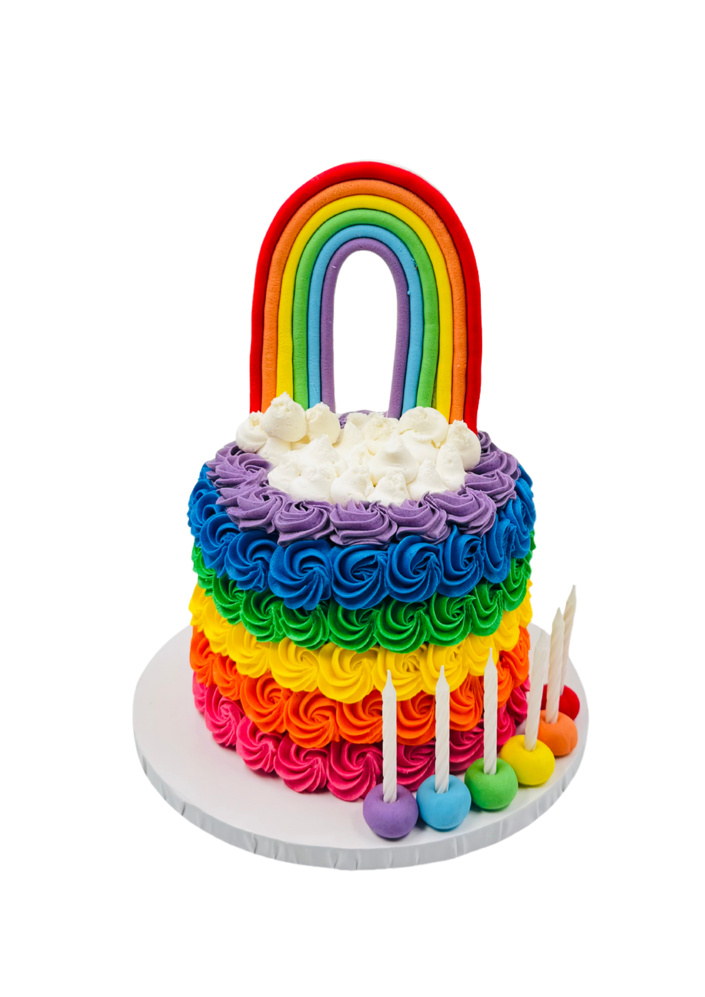 Bright Rainbow Rosette Cake