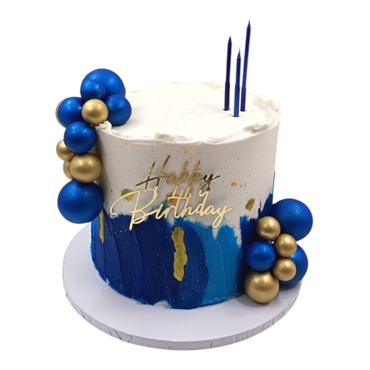 Vibrant Royal Blue and Gold cake