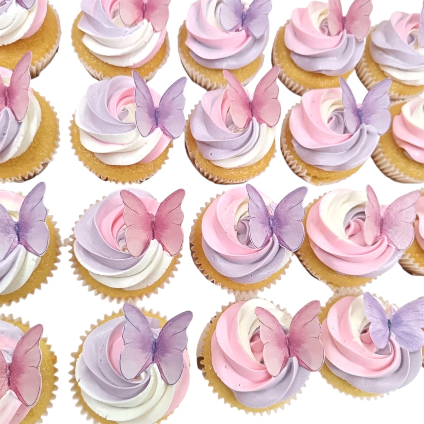 Pink and Purple Butterfly Cupcakes