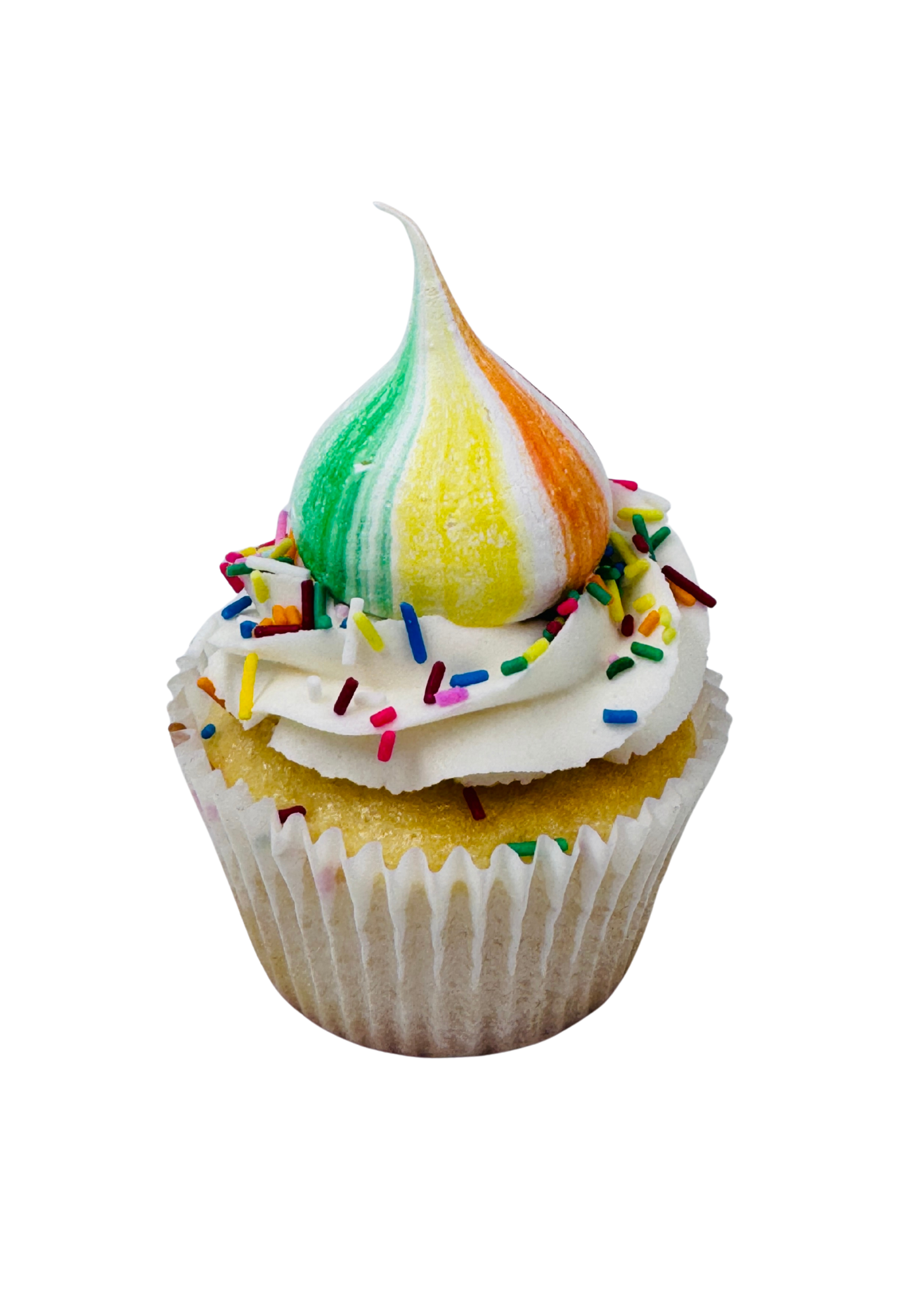 Vanilla rainbow meringue cupcake