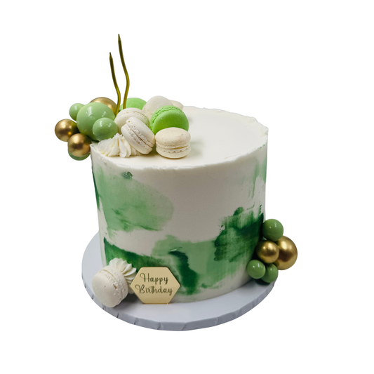 White and Green Smudge cake