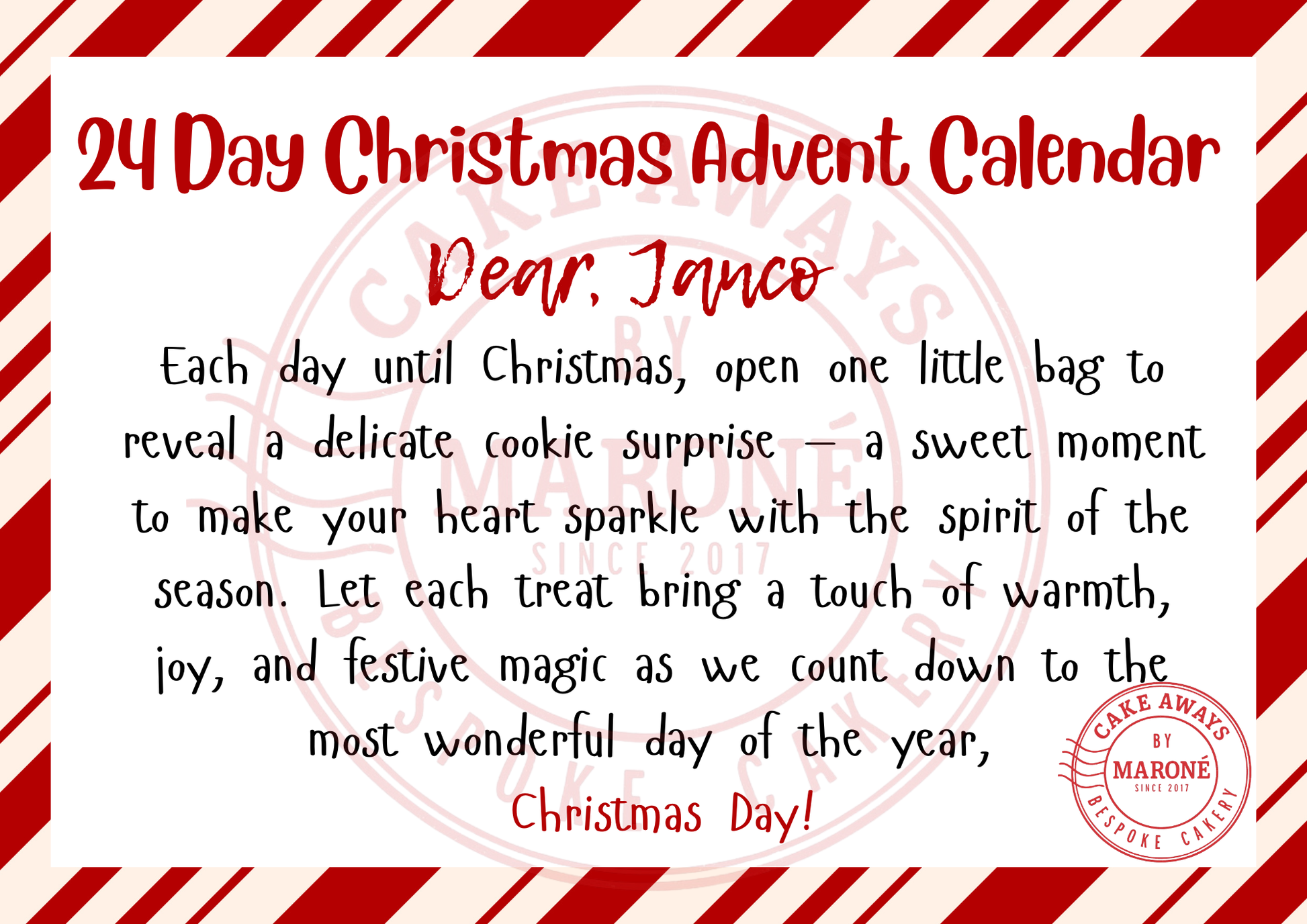 24 Day Christmas Advent Calendar