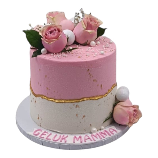 Pink Elegance Floral Cake