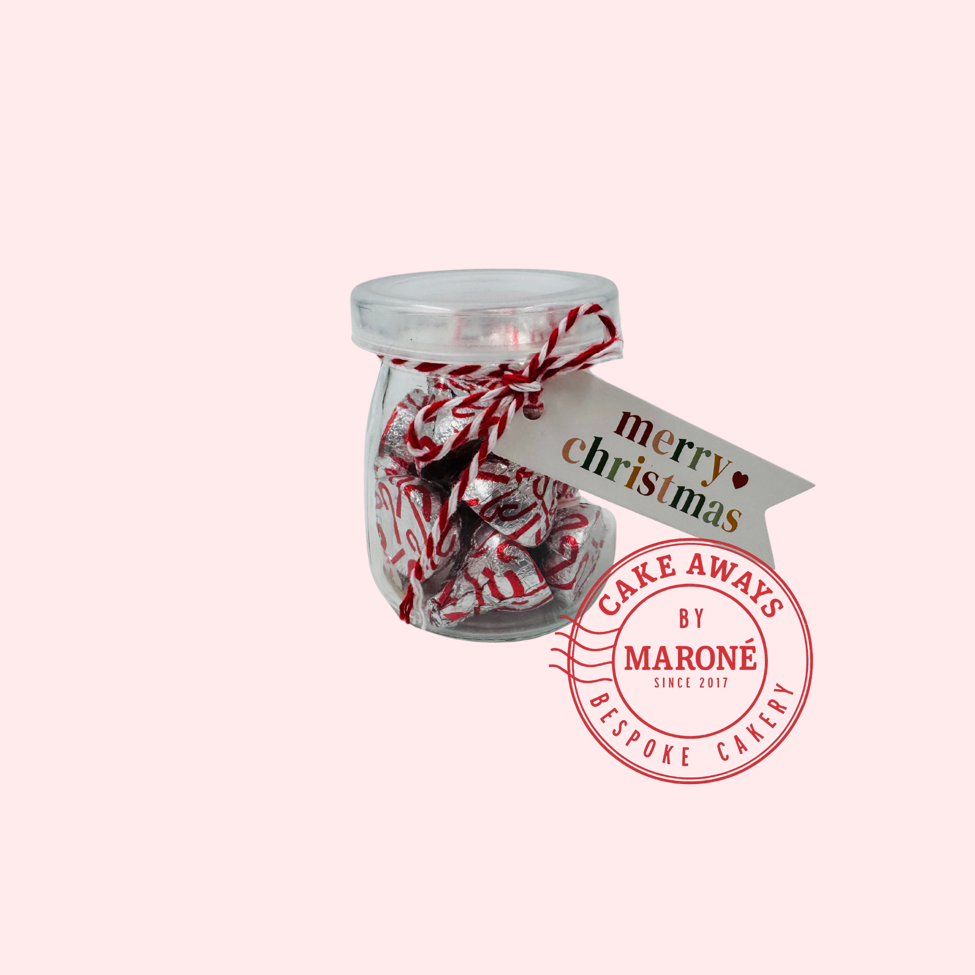 Candy Cane Kisses Glass Jar