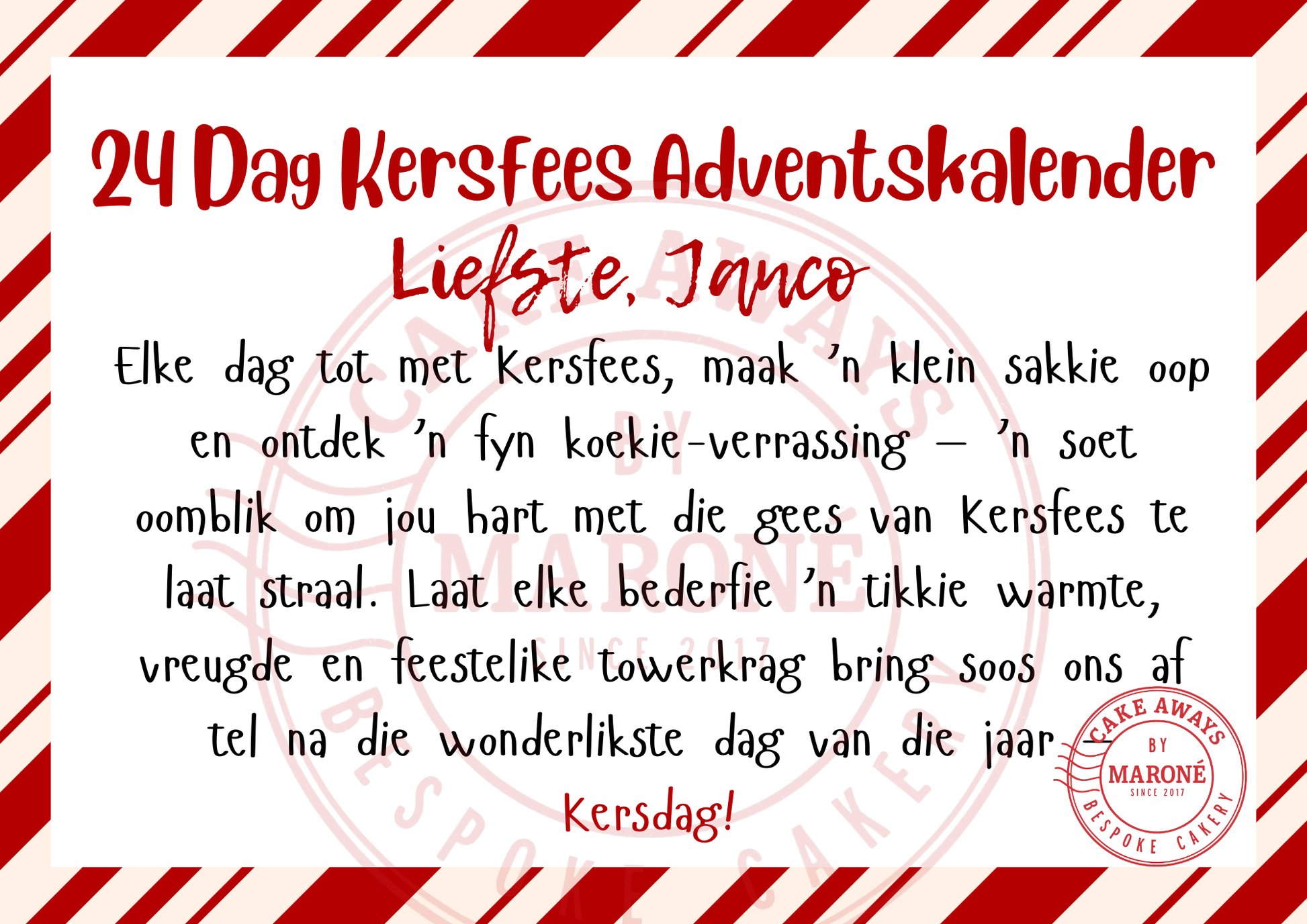 24 Day Christmas Advent Calendar