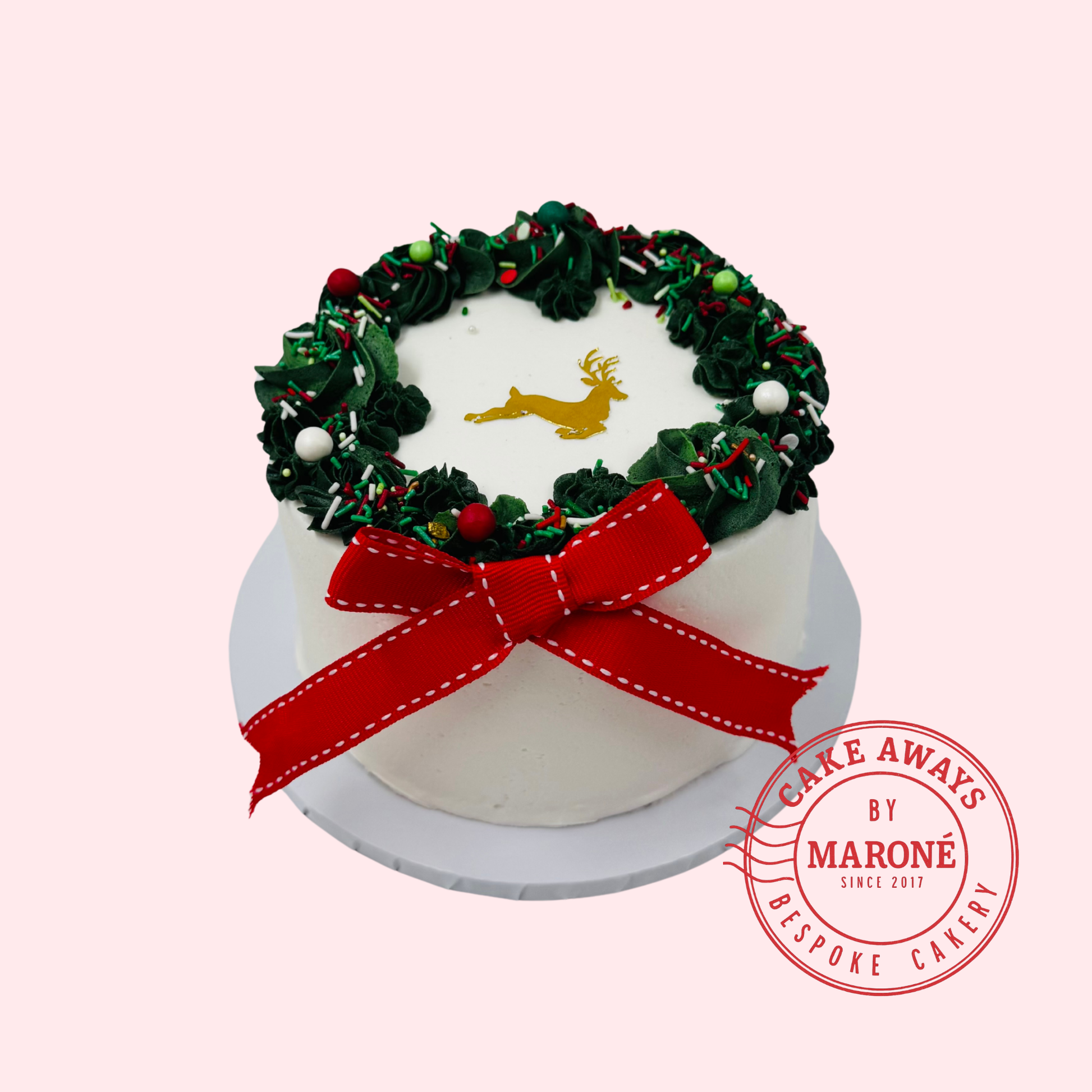 Christmas Wreath cake with bow