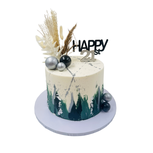 Elegant black and grey smudge cake