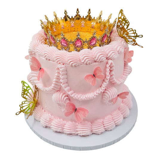 Pink Butterfly Crown Cake