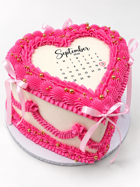 Heart-Shaped Calendar Birthday Cake