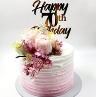 Ombre Pink cake with fresh flowers