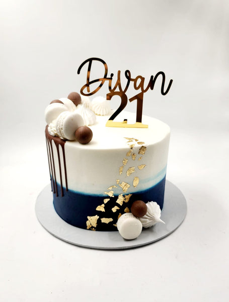 Classic Navy Blue and Gold Cake